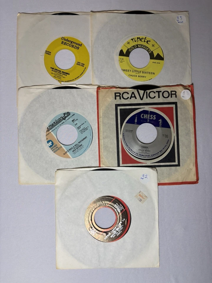 7" 45 RPM Lot 4, Rock & Roll: M. Ryder, C. Berry, A. Guthrie, The Cryan' Shames - Image 1 of 1