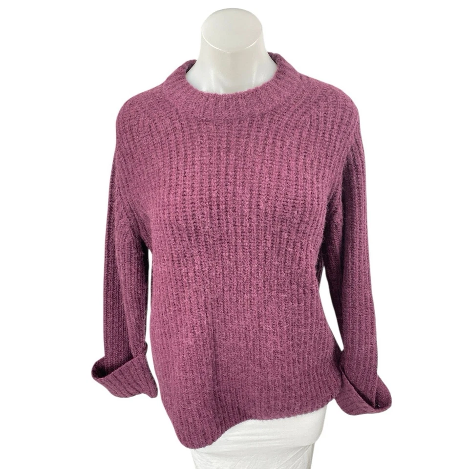 Suéter Top Vince Para Mujer Púrpura Lana Alpaca Tejido Manga Larga Cuello Alto Talla M Foto 1 de 4