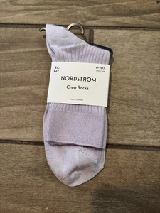NWT Sz. 6-10.5  NORDSTROM WOMEN PURPLE PETAL NYLON CREW SOCKS - Picture 1 of 4