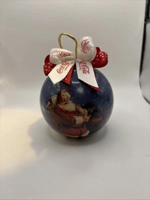Vintage 1993 COCA COLA Santa Clause Christmas Ornament Ball 3”Coke - Image 1 of 3