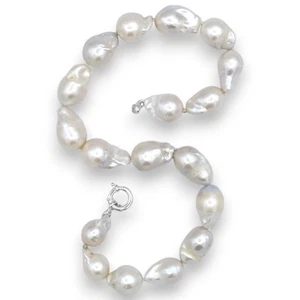 Collana girocollo con Perle Scaramazze Bianche - L 45 cm ca. Chiusura in Argento - Picture 1 of 1