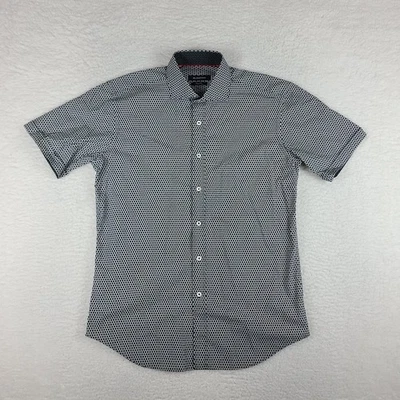 BUGATCHI Shirt Mens Large Black White Geometric Casual Hawaiian Button Up - Image 1 of 4