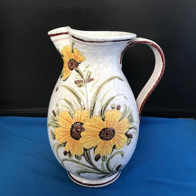 Vintage handbemalter Jaffe Rose Krug mit Sonnenblumen (Italien) - Bild 1 von 4
