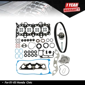 For Head Gasket Set Timing Belt Kit Water Pump Honda Civic 1.7L SOHC D17A1 - Picture 1 of 11