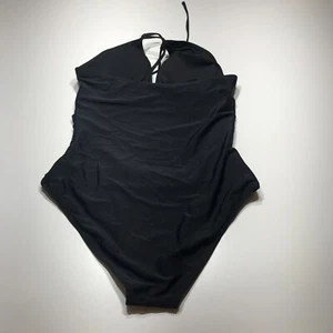 Holipick Swimsuit Womens Size XL NWT Black On Piece Ruched Tummy Control Halter - Picture 1 of 13