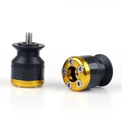 Universal Motorcycle CNC Carbon Fiber 6mm Swingarm Sliders Spools Gold #8 Foto 1 de 3