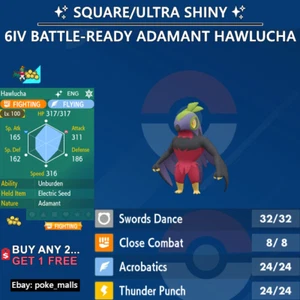 ✨ SHINY HAWLUCHA ✨ | 6IV | ADAMANT | BATTLE-READY | Pokemon Scarlet and Violet - Picture 1 of 6