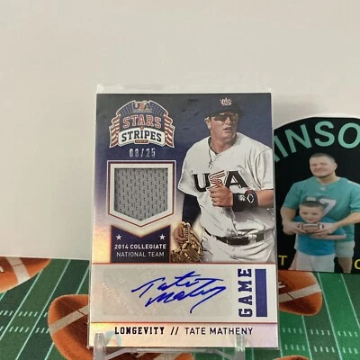 2015 USA stars and strips Tate matheny auto game worn patch 8/25 #89 - Image 1 of 3