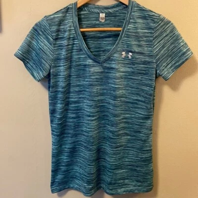 Under Armor Women's Short Sleeve Shirt Top Activewear Small Green & Blue Workout - Image 1 of 4