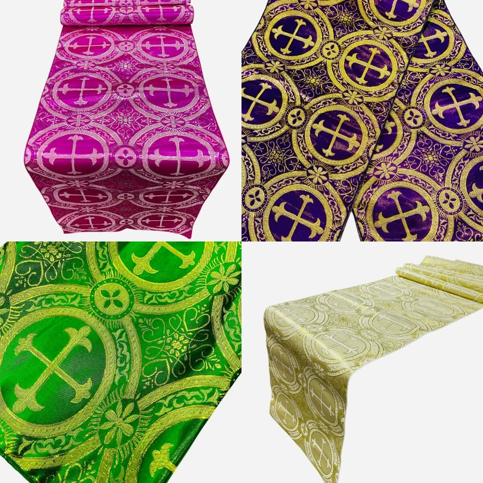 Religious Brocade Runner Tablecloth | Liturgical Fabric | Runner Ecclesiastical - Image 1 of 1