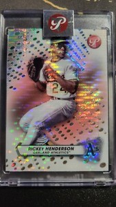 2023 Topps Pristine Rickey Henderson Encased Pink Refractor 13/15 SSP Athletics