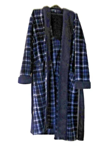 IZOD Blue Plaid Soft Fleece Robe  Shawl Collar 2 Pocket Mens One Size - Picture 1 of 4