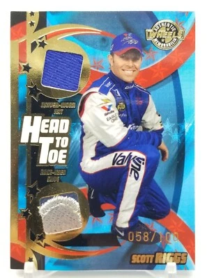 2004 Wheels SCOTT RIGGS Head to Toe (Nike Swoosh Patch) Dual Relic /100 NASCAR - Image 1 of 4