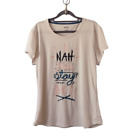 Reebok T-Shirt Top Womens Large Tan Short Sleeve Nah Ma Stay In Bed Casual