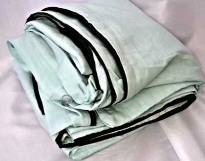 Funda nórdica West Elm lino mezcla algodón azul hielo gris pizarra ribete completo/queen Foto 1 de 4