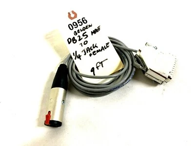 BELDEN 9FT DB25 MALE TO ¼ JACK FEMALE CABLE #0956 (ONE) - Image 1 of 4