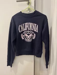 H&M Navy Blue Graphic Print Sweatshirt, Size XS - Picture 1 of 1