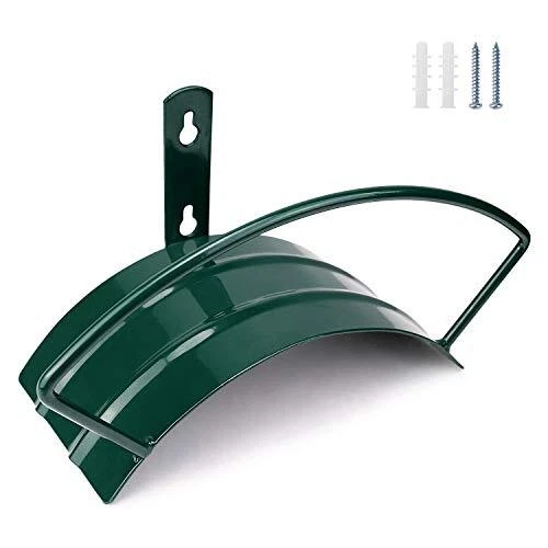 Wall Mount Garden Hose Hanger Duty Metal Holder Easily Holds 125 3/4" Green