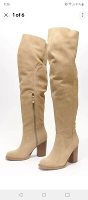 Botas por encima de la rodilla Kelsi Dagger Logan talla 9,5 gamuza genuina cuero color cervatillo Foto 1 de 4