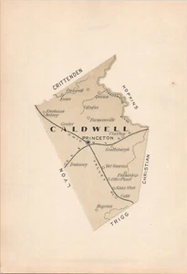 Mapa antiguo del condado de Kentucky de Caldwell 1893 - Imagen 1 de 1