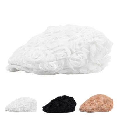 Mujeres Encaje Rosa Flor Boina Newsboy Plano Verano Sombrero Delgado Elastizado Gorra de Viaje Foto 1 de 4