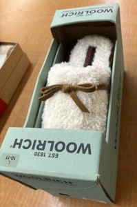 WARM WOOLRICH SLIPPERS ~ CRÈME~ SHERPA LINED ~ Large SZ MEN 10 - Picture 1 of 5