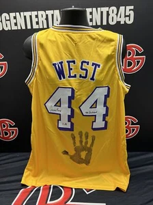 Jerry West Auto LA Lakers Purple Jersey “44 Retired” Inscription w/ Handprint - Picture 1 of 6