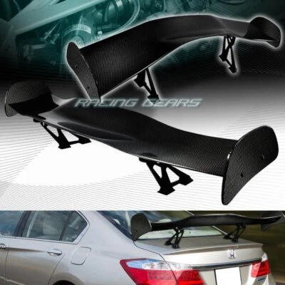 57" DRAGON STYLE 3D REAL FULL CARBON FIBER REAR TRUNK GT SPOILER WING UNIVERSAL - Image 1 of 3