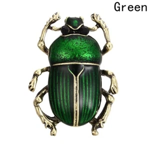 Vintage Jewelry Beetle Brooches For Women Kids Enamel Green Purple Insects Pin - Picture 1 of 12