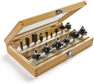 Juego de brocas de enrutador de carburo IRWIN 1/4" 15 piezas con estuche de madera 1901048 - NUEVO - Imagen 1 de 6