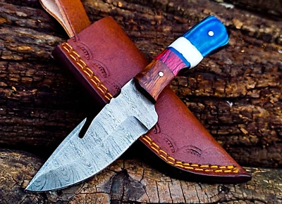 SHARD®™ CUSTOM HAND FORGED Damascus Steel EDC Mini Neck Survival Knife W/Sheath - Image 1 of 4