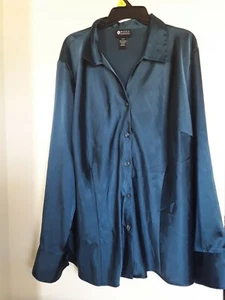 Maggie Barnes Womens Shirt Sz 26W Button Down Blouse Long sleeve  Green - Picture 1 of 3