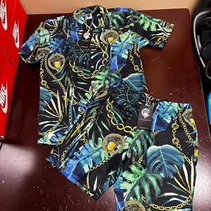 Crooks And Castles Mens Multicolor Collared Shirt & Short Tropical 2 Piece Set - Picture 1 of 6