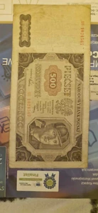 banknot orginalny z 1948r o nominale 500zlł seria AU - Zdjęcie 1 z 3