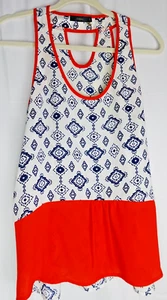 THML Tank Top Damen S Boho Aztekenmuster rot weiß blau ärmellos Schlüsselloch hinten - Bild 1 von 6