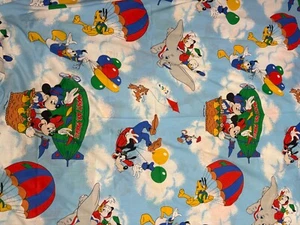 Walt Disney Air Mobile Twin Sheets Fitted & Flat Set Mickey Mouse Vintage Fabric - Picture 1 of 9