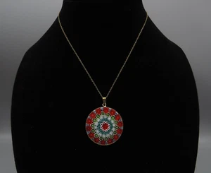 Sterling Silver Murano Fiori Di Millefiori Vermeil Necklace Made In Italy - Picture 1 of 12