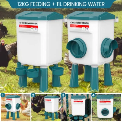 Futterautomat hühner Hühnertränke Futterspender Futtertrog Automatische Feeder - Bild 1 von 4
