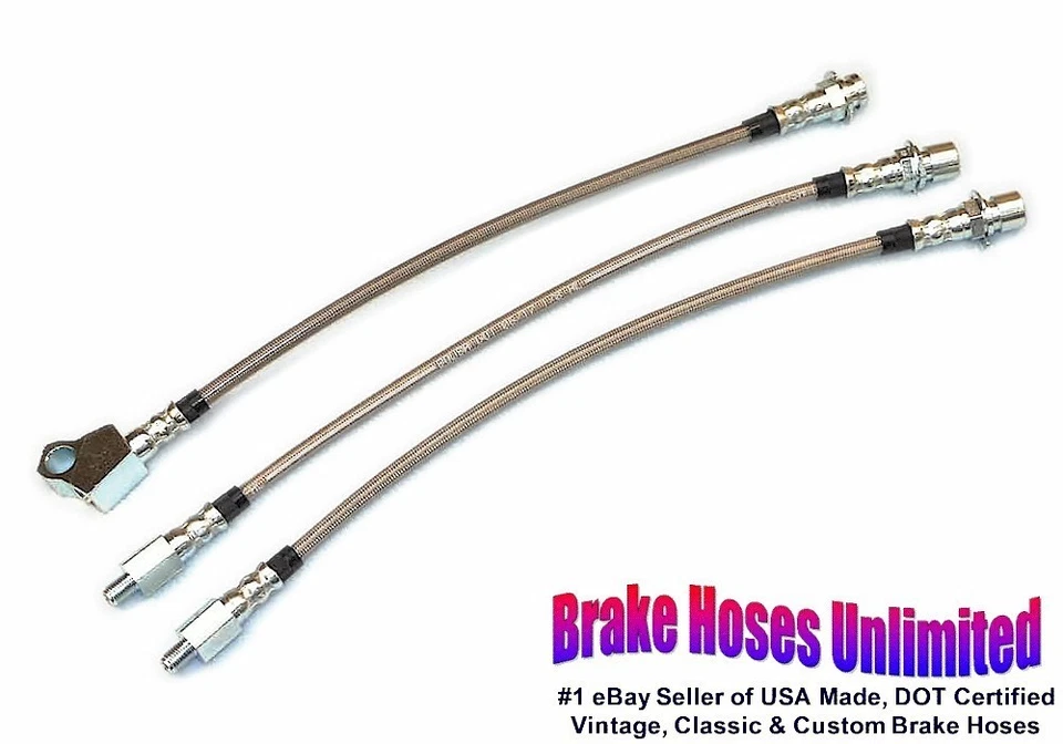 JUEGO DE MANGUERA DE FRENO INOXIDABLE Ford Maverick 1975 temprano, antes del 2-3-1975, tambor delantero Foto 1 de 1