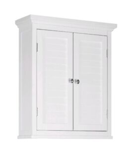 Elegant Home Sicily Wall Cabinet 2 Doors 1 Adjustable Shelf, Brown Wood