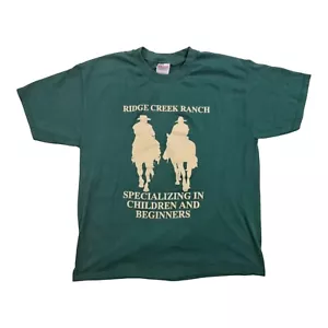 Camicia vintage Hanes Green L Ridge Creek Ranch cavallo Winfield, Missouri - Foto 1 di 4