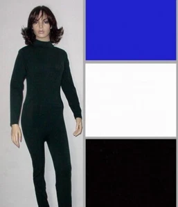 Spandex Long Sleeve Unitard BLUE, BLACK or WHITE Dance Costume Child Sizes - Picture 1 of 12