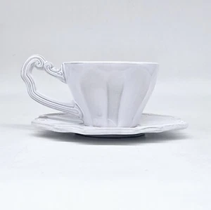 Vietri Antico Bianco Cup Saucer Hand Painted Made In Italy - Picture 1 of 8