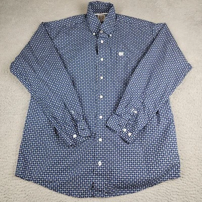 Cinch Shirt Mens Small Blue Geometric Western Wear Cowboy Ranch Work - Image 1 of 4