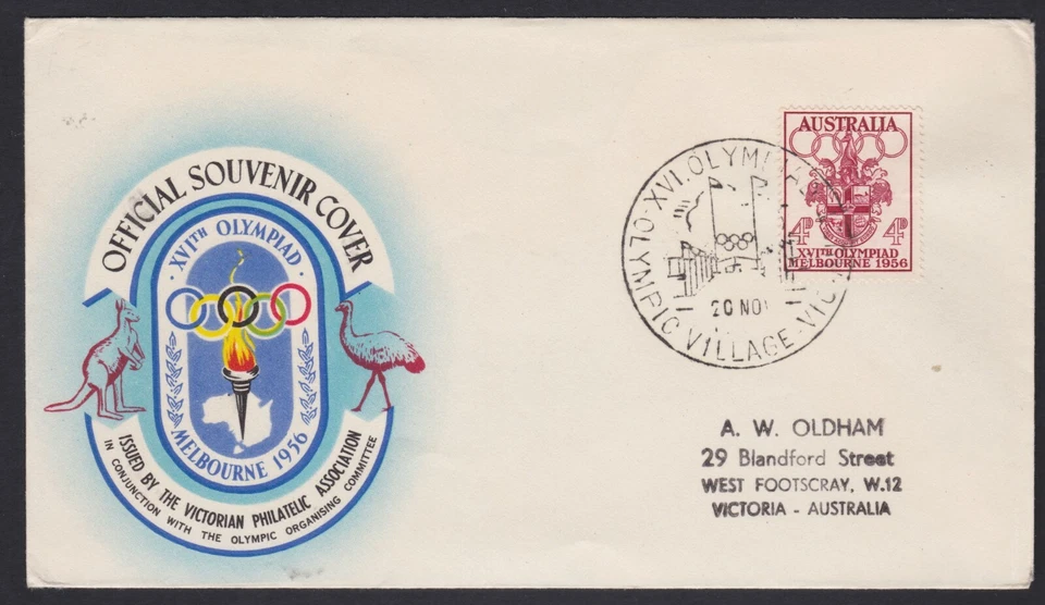 Cubierta de recuerdo AVA de los XVI Juegos 1956 Australia ALDEA OLÍMPICA Cancelar Foto 1 de 1