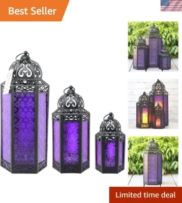 Moroccan Candle Lanterns Decorative Set of 3 for Floor, Ramadan Decorations, ... - Image 1 of 4