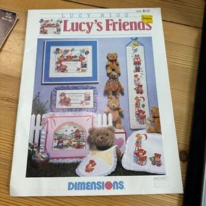 Dimensions Lucy Rigg Lucy's Friends bears Cross Stitch Pattern Leaflet 1989 VTG - Picture 1 of 6