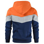 (Orange S)Men's Hoodie Loose Comfortable Color Blocking Male Sporting Hoody RMM