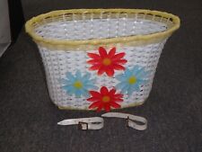 Original Vintage 1970's Girls Bicycle / Bike Flower Woven Basket for Handlebars