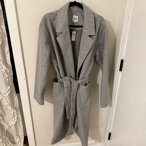 GAP Women's Long Relaxed Wrap Top Coat Gray XL - Picture 1 of 13
